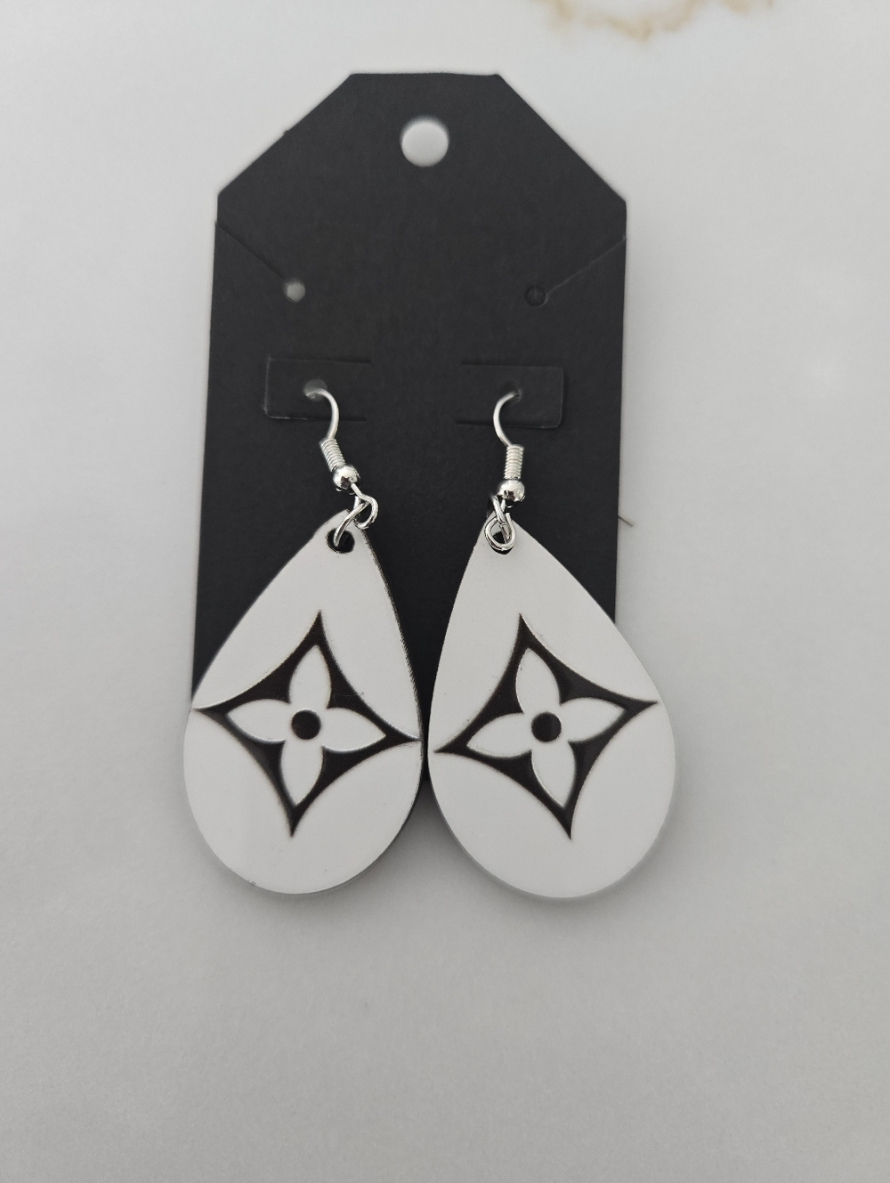 Lux Teardrop Floral Pattern Earrings